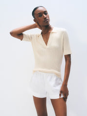 White + Warren Cashmere Linen Blend Polo