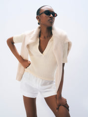 White + Warren Cashmere Linen Blend Polo