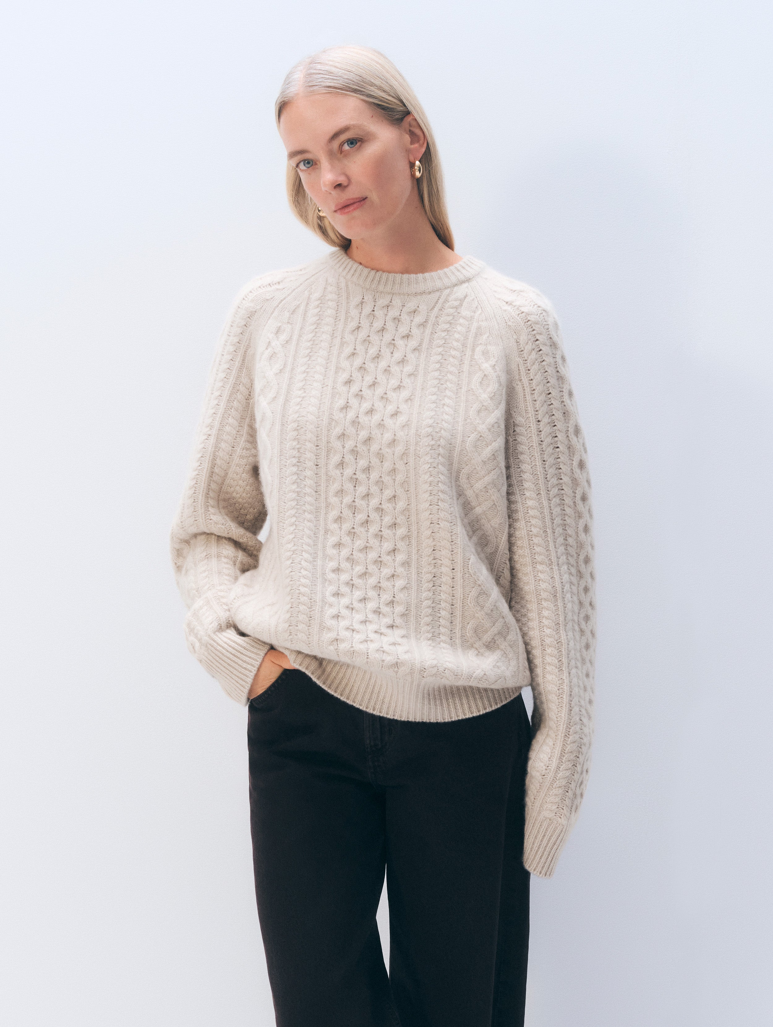 White + Warren Cashmere Cable Crewneck