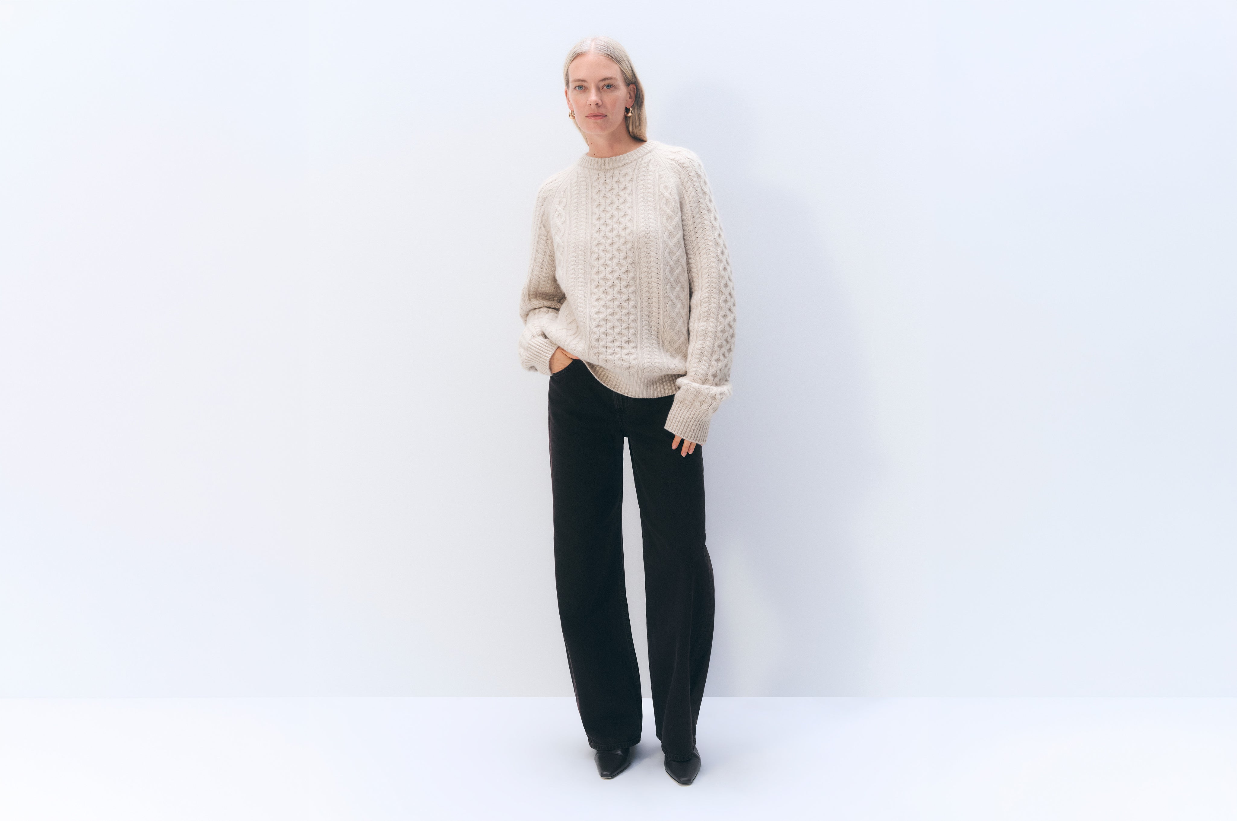 White + Warren Cashmere Cable Crewneck