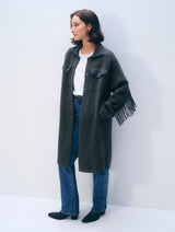 White + Warren Cashmere Blend Fringe Coat