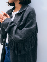 White + Warren Cashmere Blend Fringe Coat
