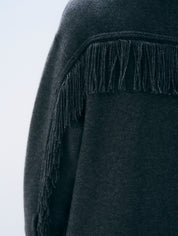White + Warren Cashmere Blend Fringe Coat