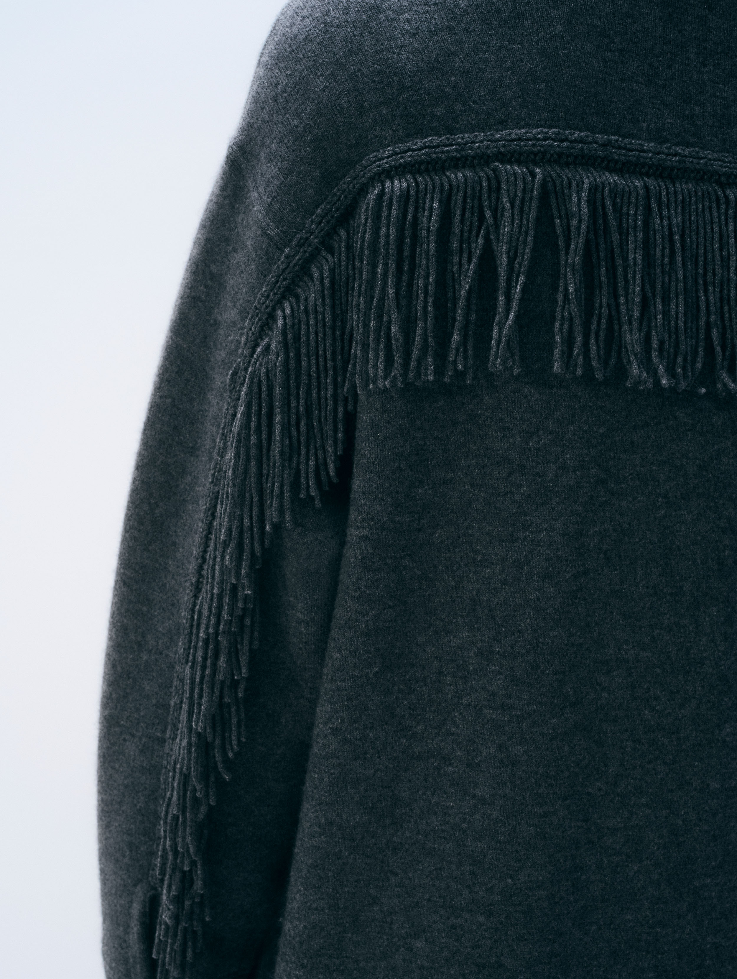 White + Warren Cashmere Blend Fringe Coat