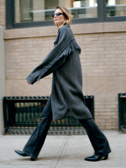 White + Warren Cashmere Blend Fringe Coat