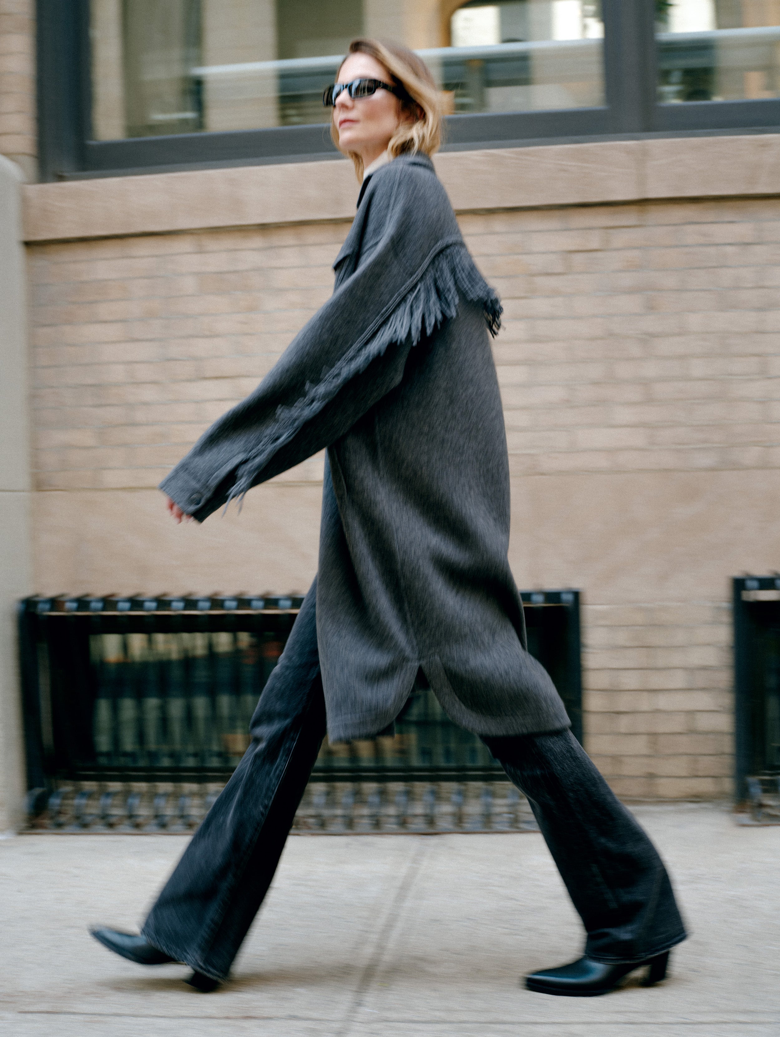 White + Warren Cashmere Blend Fringe Coat