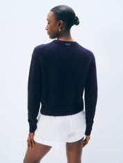 White + Warren Cashmere Embroidered Lobster Crewneck