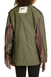 R13 Leather Fringe Repurposed M65 Jacket
