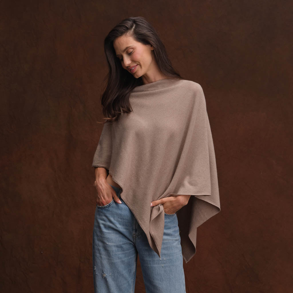 Cashmere Project Rolled Edge Asymmetric Poncho
