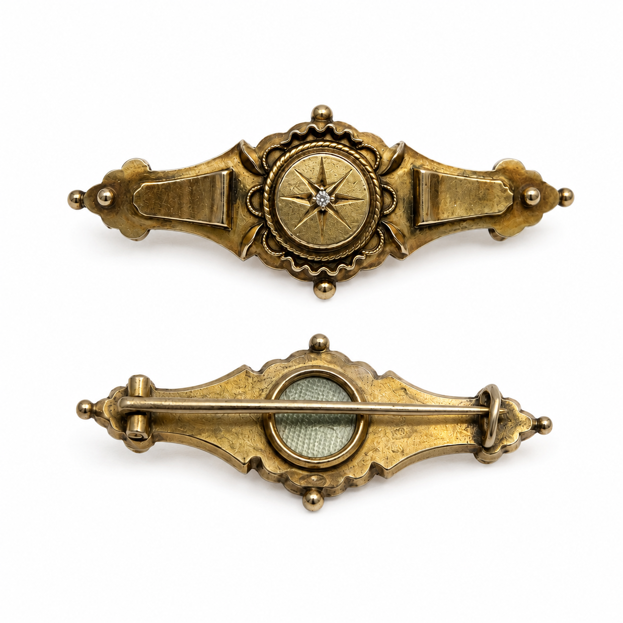 Antique Victorian star set mourning brooch