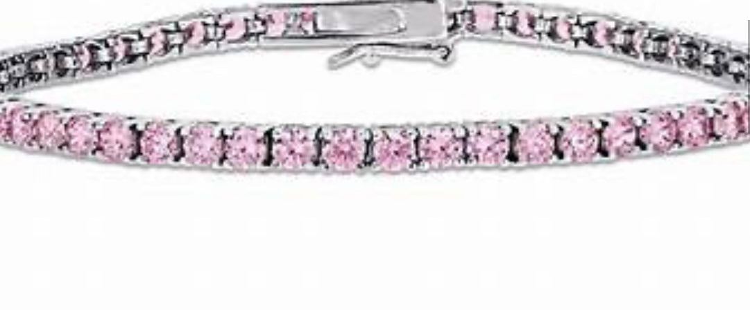 Sterling silver pink tennis bracelet