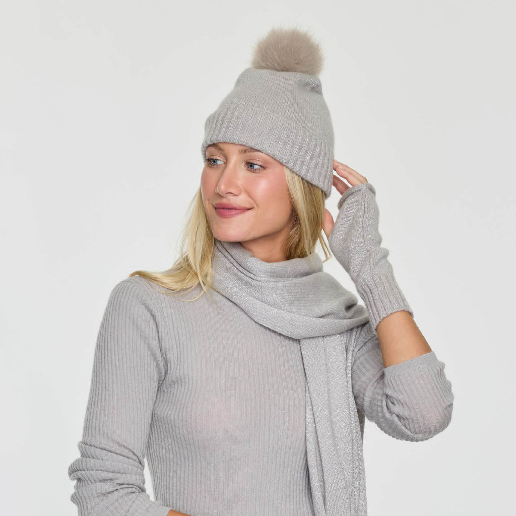 Cashmere Project Lurex Pom Pom Hat
