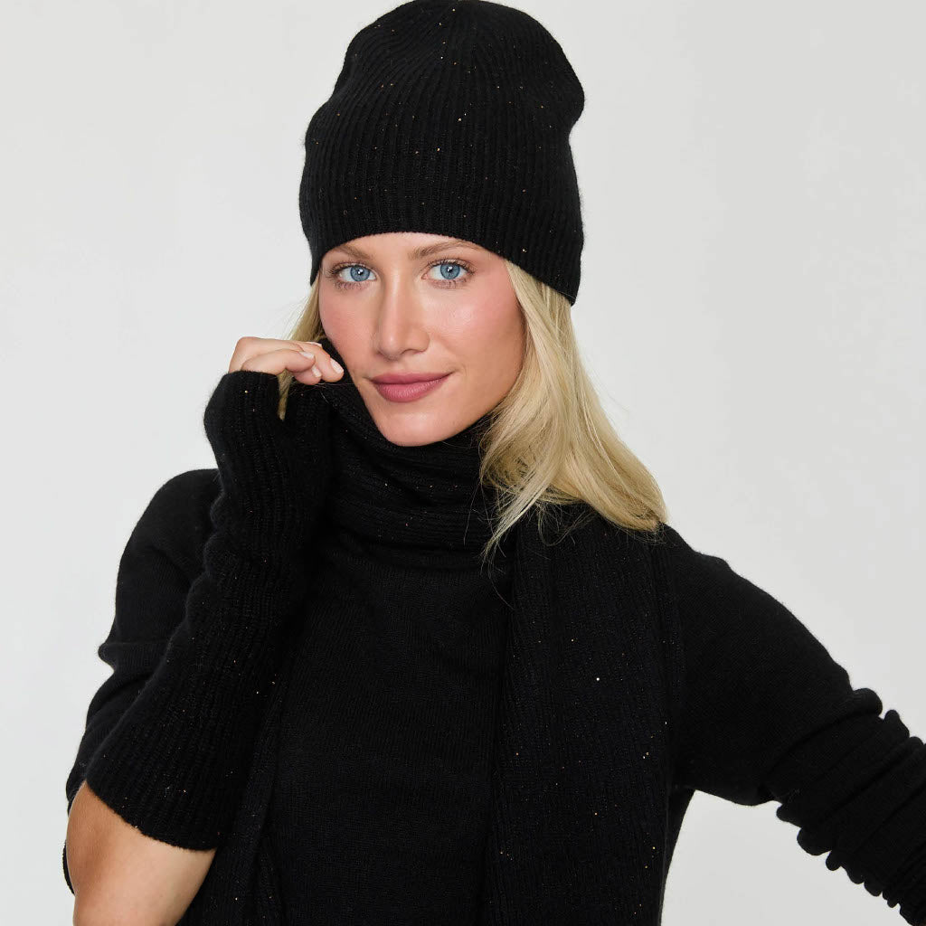 Cashmere Project Lurex Ribbed Cashmere Hat