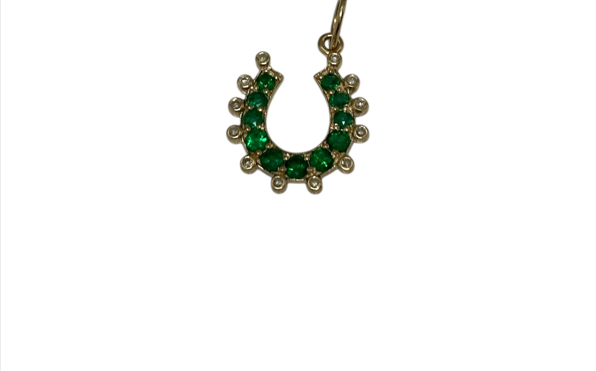 S.Row Designs Emerald & Diamond Horseshoe Charm