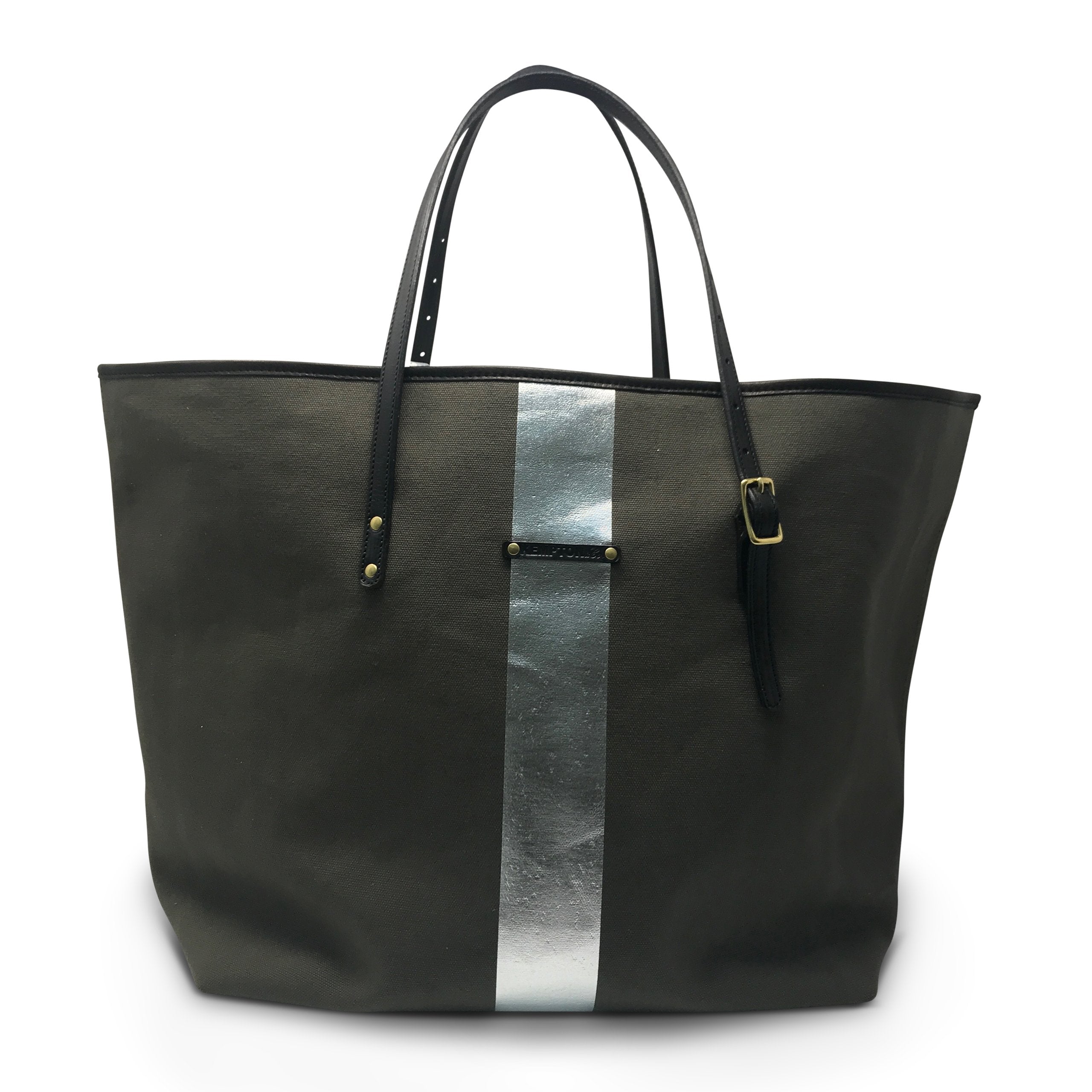 Kempton Olive/Slv Striped Canvas Urban Beach Tote