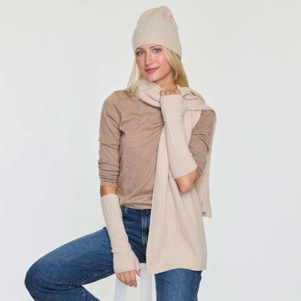 Cashmere Project Rib Long Fingerless Glove