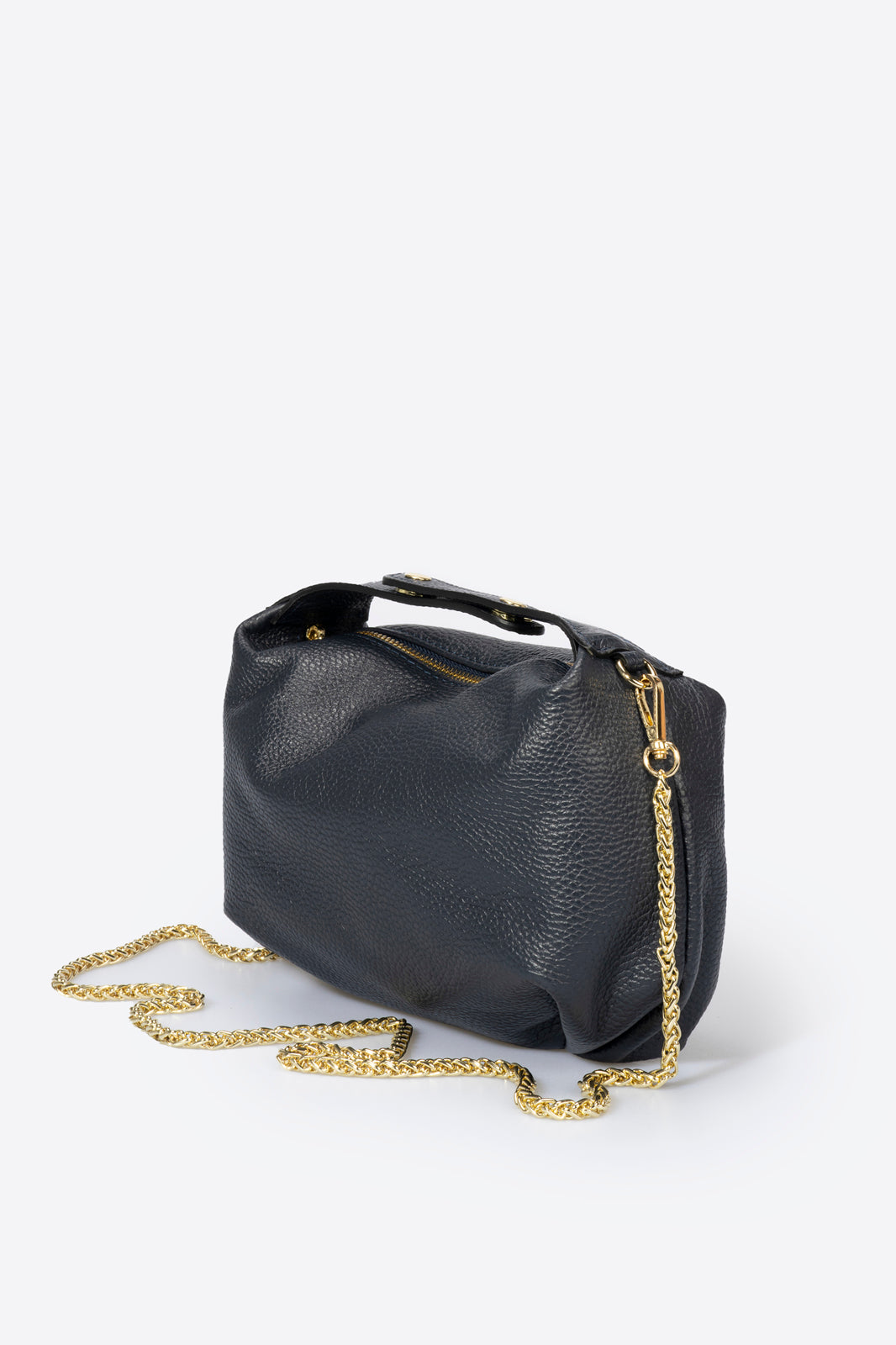 Italian Leather Pouch Snap Handbag