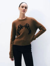 White + Warren Cashmere Blend Embroidered Horse Sweater