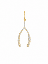 14KT Gold Diamond Wishbone Charm