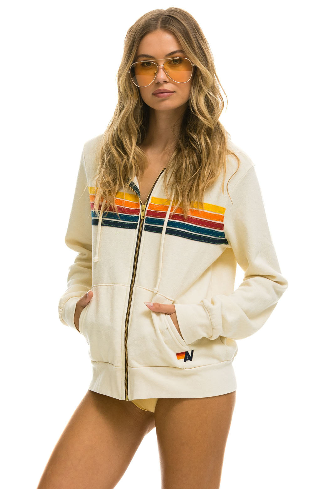 Aviator Nation 5 Stripe Zip Hoodie