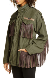R13 Leather Fringe Repurposed M65 Jacket