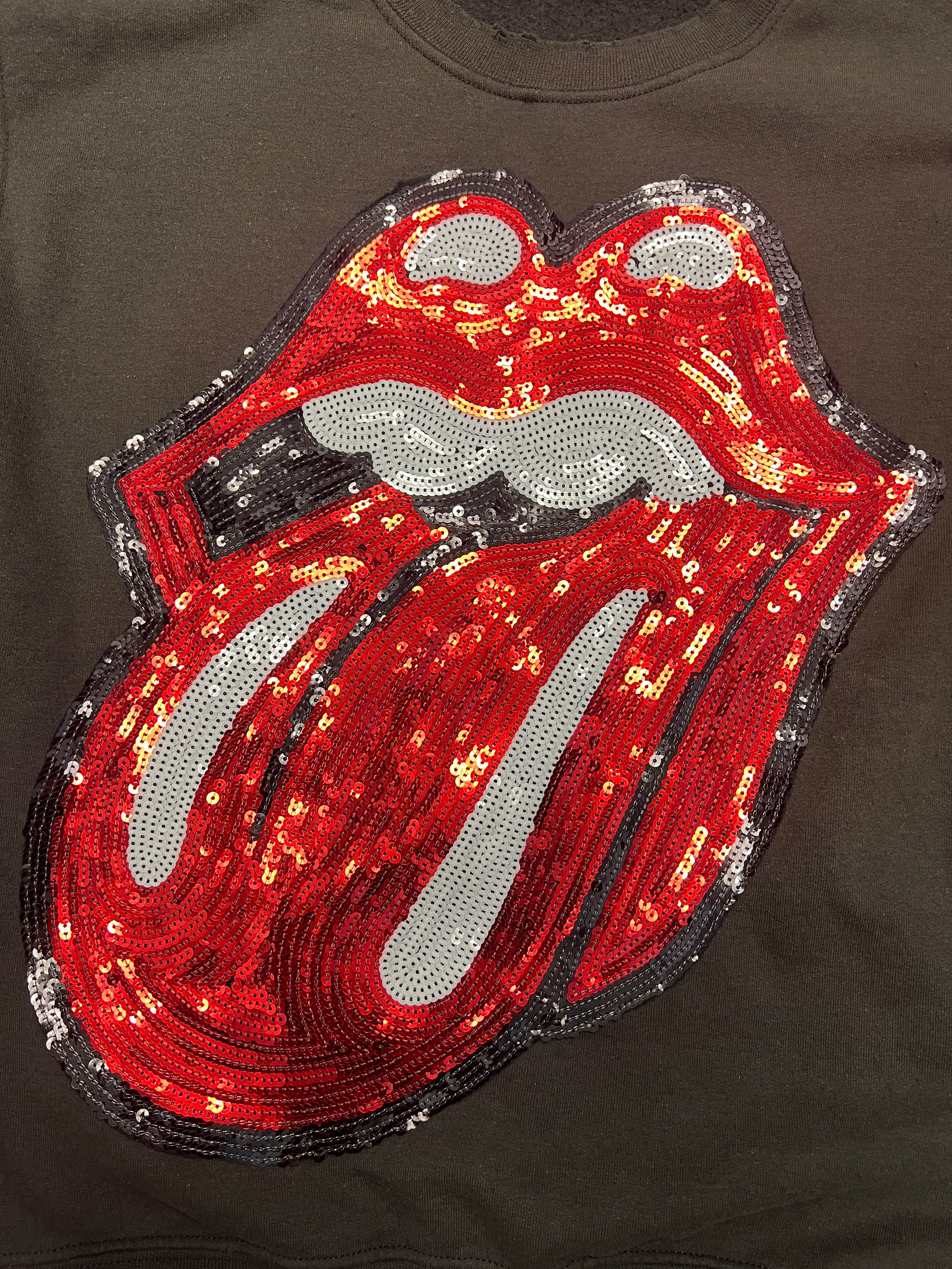 MadeWorn Rolling Stones Sequin Shrunken Sweatshirt