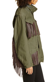 R13 Leather Fringe Repurposed M65 Jacket