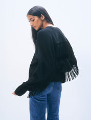 White + Warren Cashmere Blend Luxe Fringe Crew