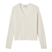 Cashmere Project Cropped Cable V Neck Sweater