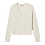Cashmere Project Cropped Cable V Neck Sweater