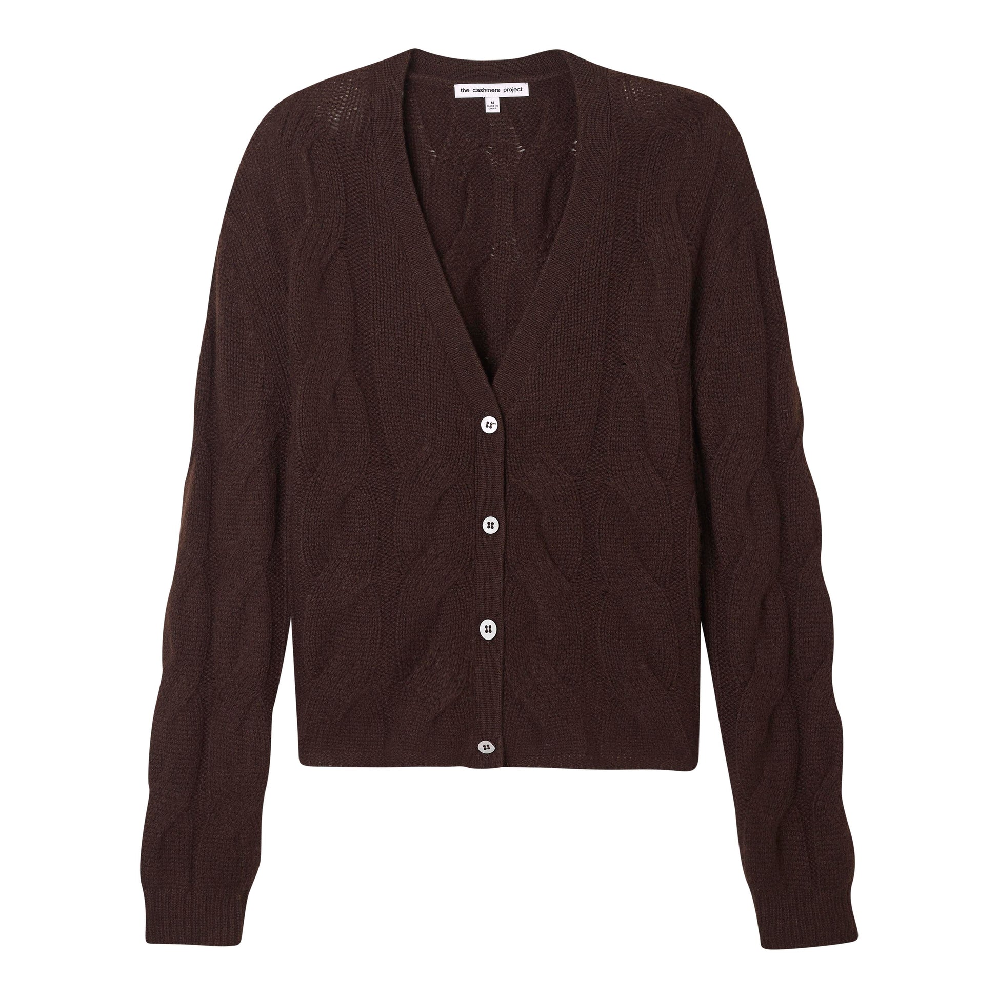 Cashmere Project Cable V Neck Cardigan