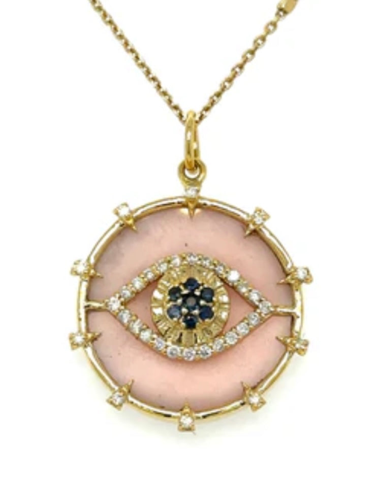 S.Row Designs Pink Opal Evil Eye Pendant
