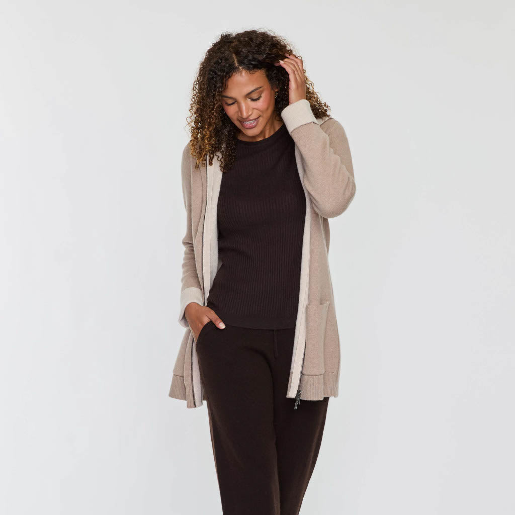 Cashmere Project Hooded Zip Car Coat