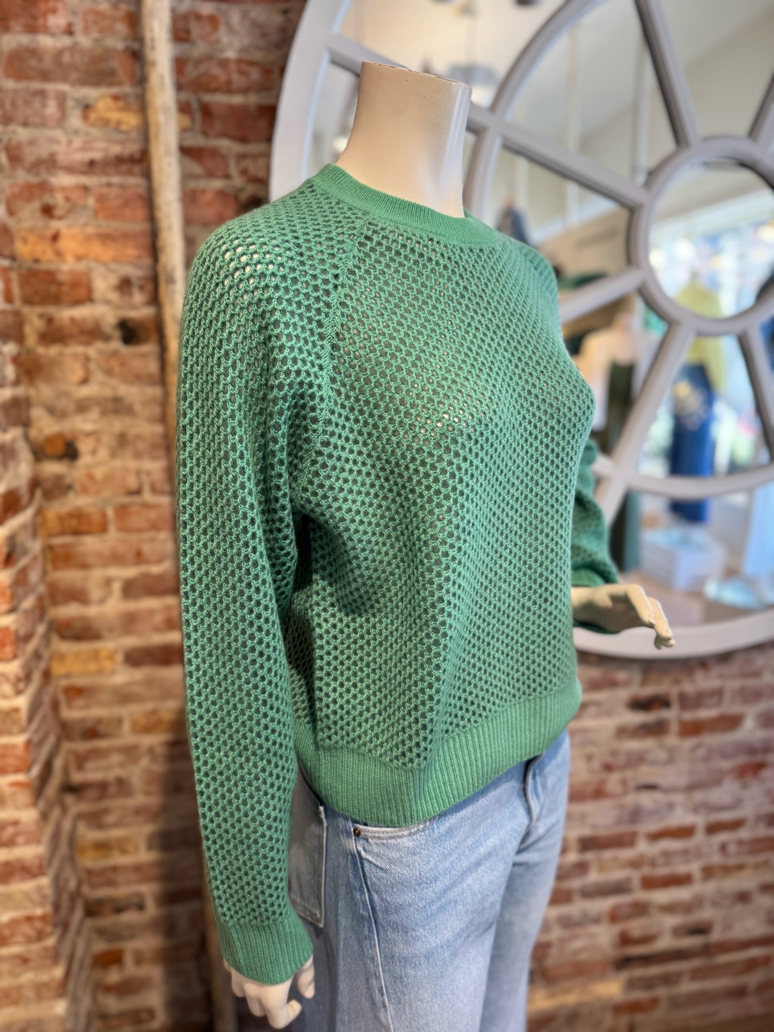 White + Warren Cashmere Mesh Sweatshirt