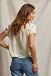 Perfect White Tee Delphine Satin Crew Neck Tee