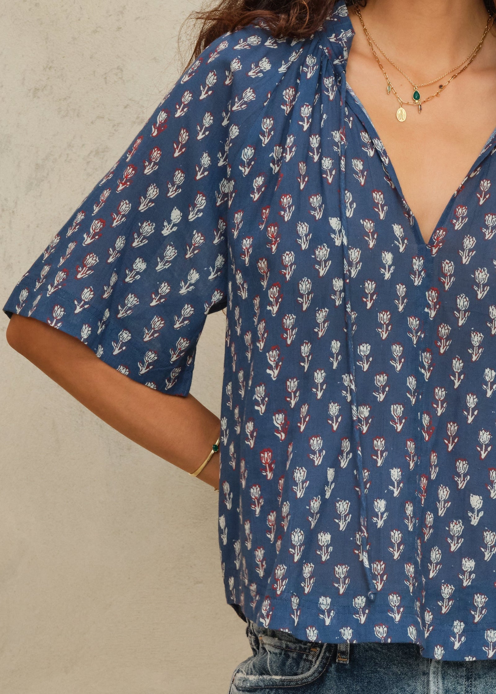 M.A.B.E. Ari Print Gathered Top