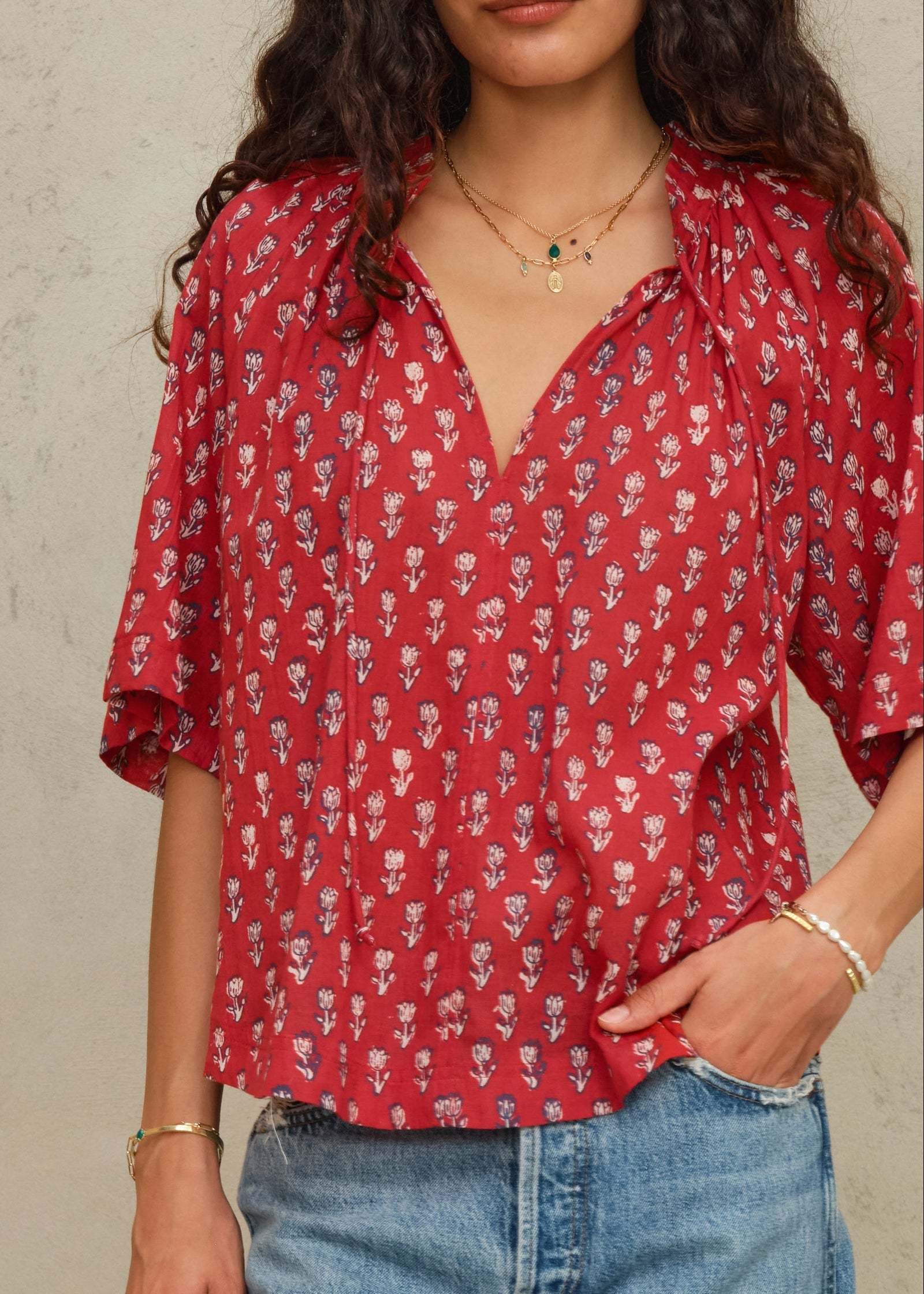 M.A.B.E. Ari Print Gathered Top