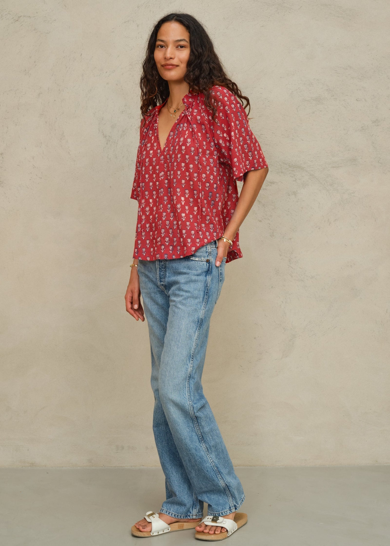 M.A.B.E. Ari Print Gathered Top