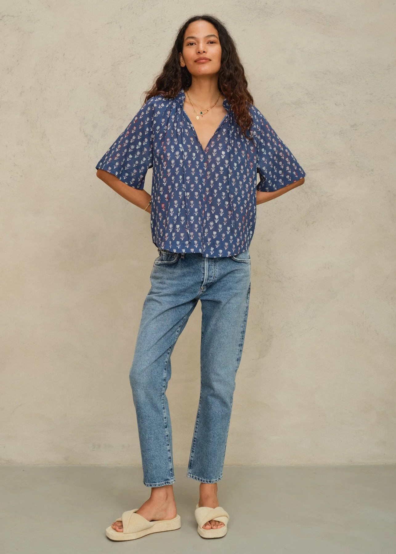 M.A.B.E. Ari Print Short Sleeve Top