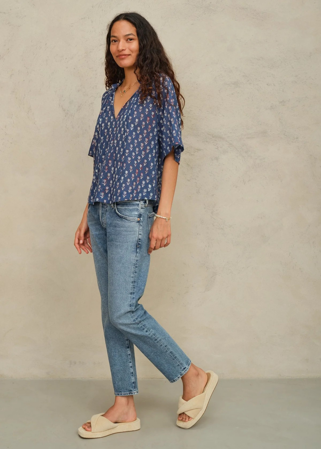 M.A.B.E. Ari Print Short Sleeve Top