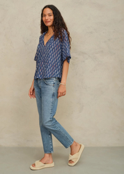 M.A.B.E. Ari Print Short Sleeve Top