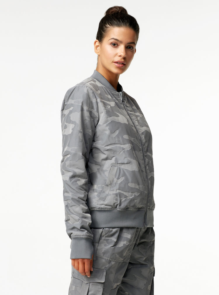 Blanc Noir Women's Reversible Bomber Jacket - Camo/Black, Small