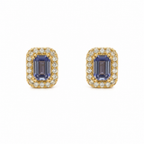 Blue Sapphire & Diamond Halo Stud Earrings