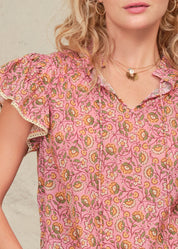 M.A.B.E. Ceci Print Short Sleeve Top