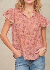 M.A.B.E. Ceci Print Short Sleeve Top