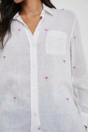Rails Charli Shirt in Fuchsia Embroidered Palms
