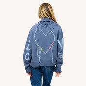 Kerri Rosenthal Fringe Shawl Collar Love Cardigan