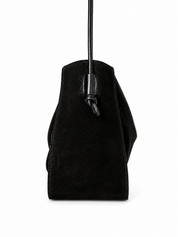FFBS Drawstring Suede Bucket Crossbody Bag