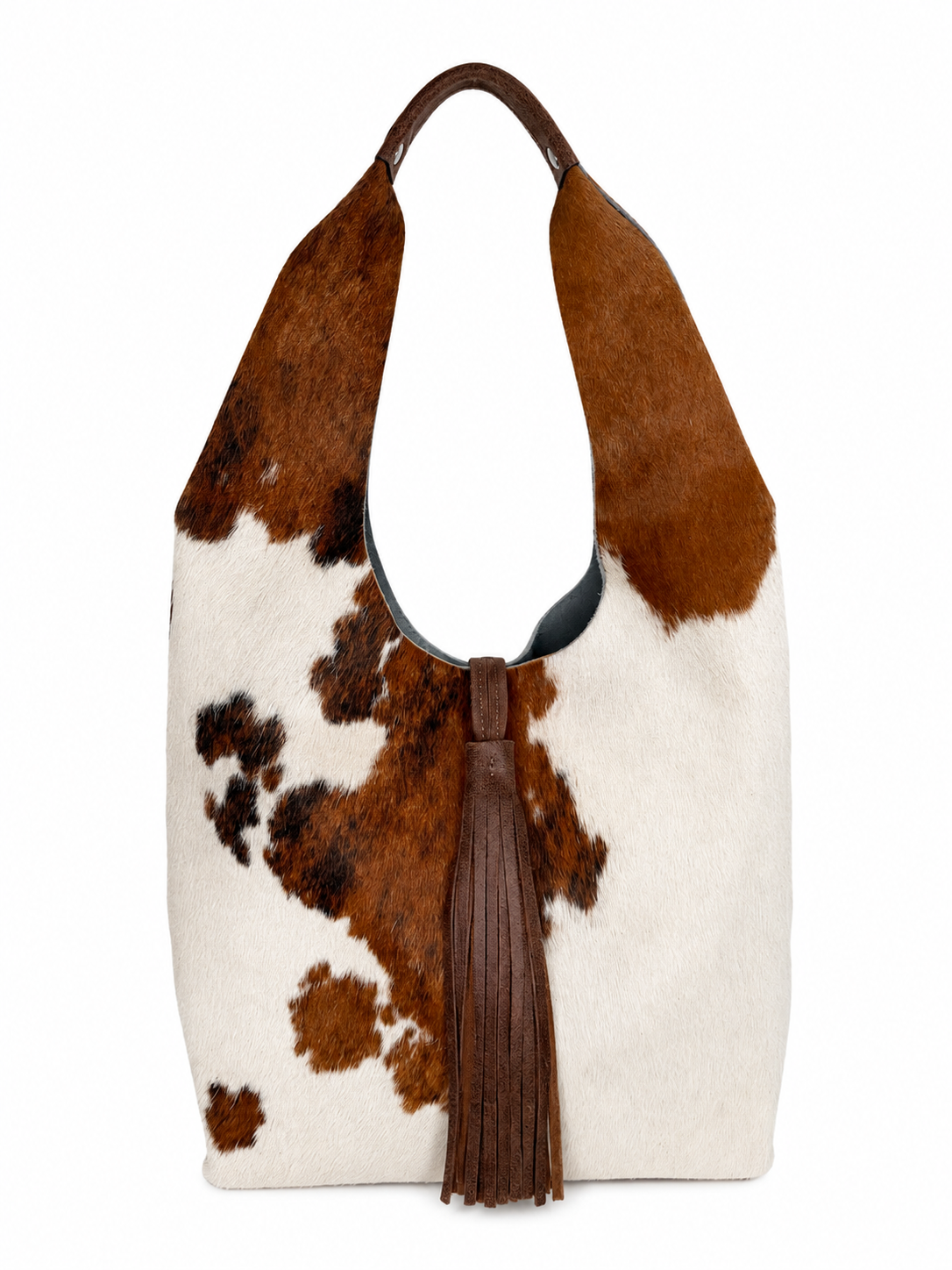 Spotted Cowhide Hobo Bag with Tassel
