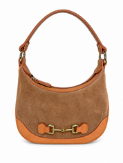 Compact Luxe Suede Saddle Shoulder Bag